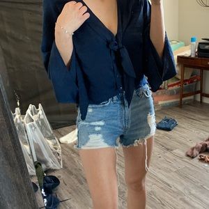 Blue satin top